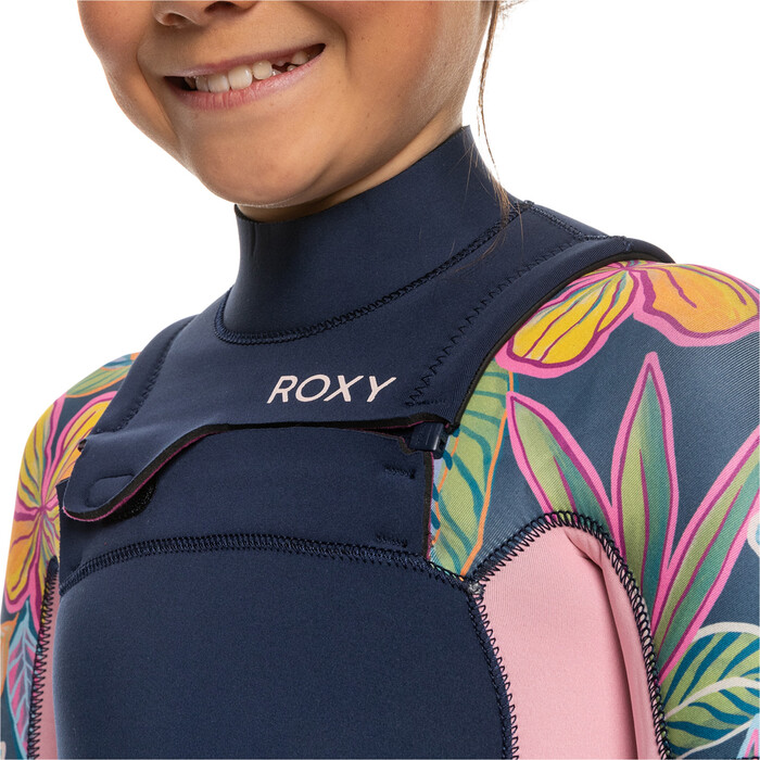 2024 Roxy Girls Swell Series 4/3mm GBS Chest Zip Wetsuit ERGW103058 - Mood Indigotrue Paradise